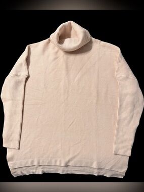 LILLUSORY Womens Small Ivory Turtleneck Sweater Oversized Knit NWT Side Slit